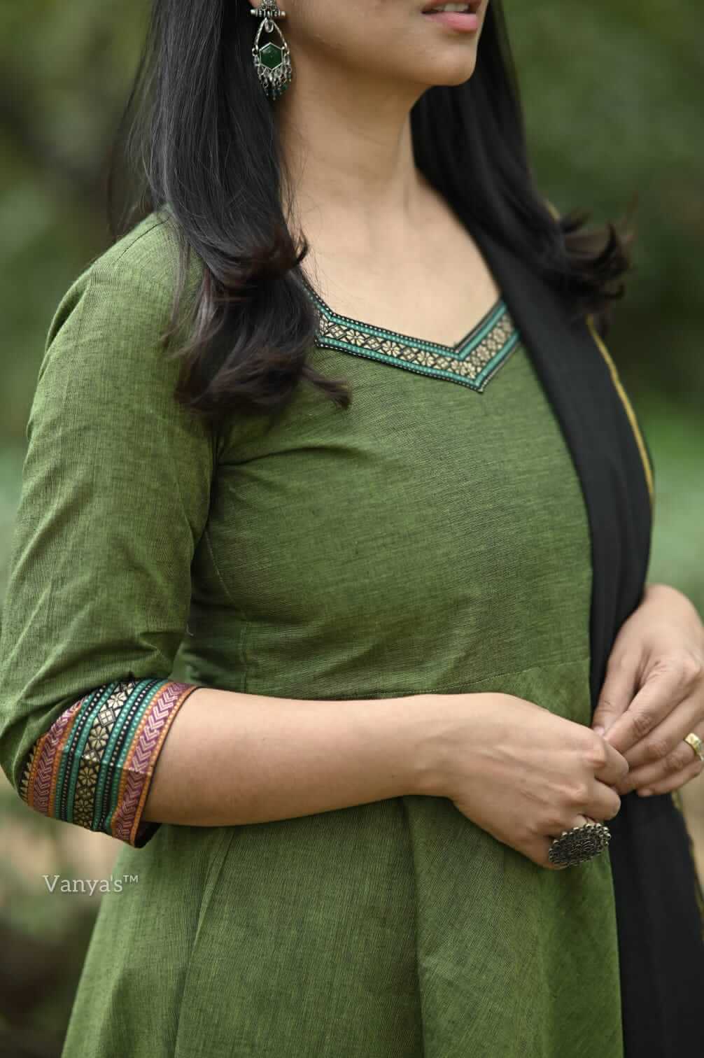 Green Temple Border Anarkali