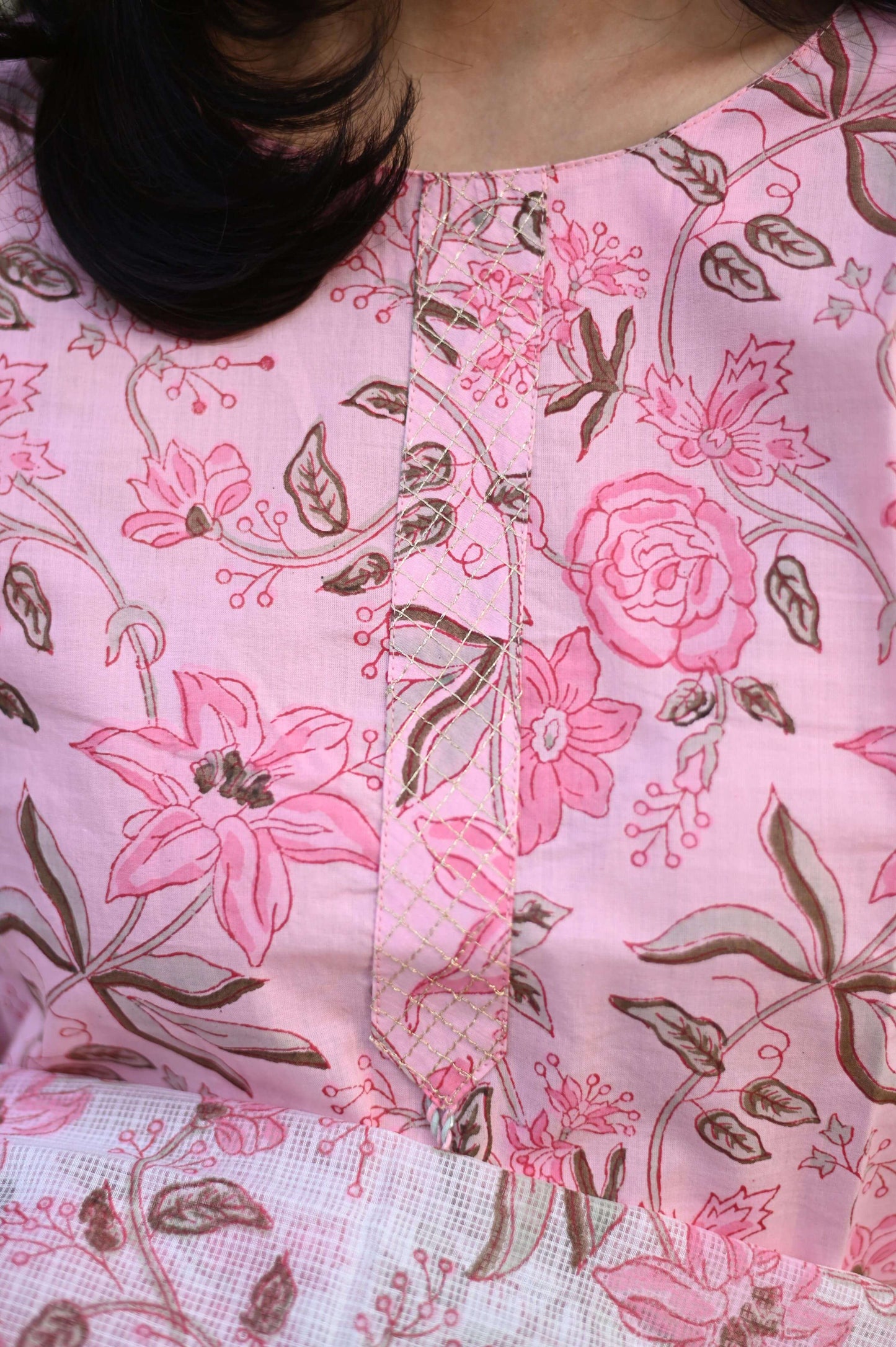 Pink & White Handblock set