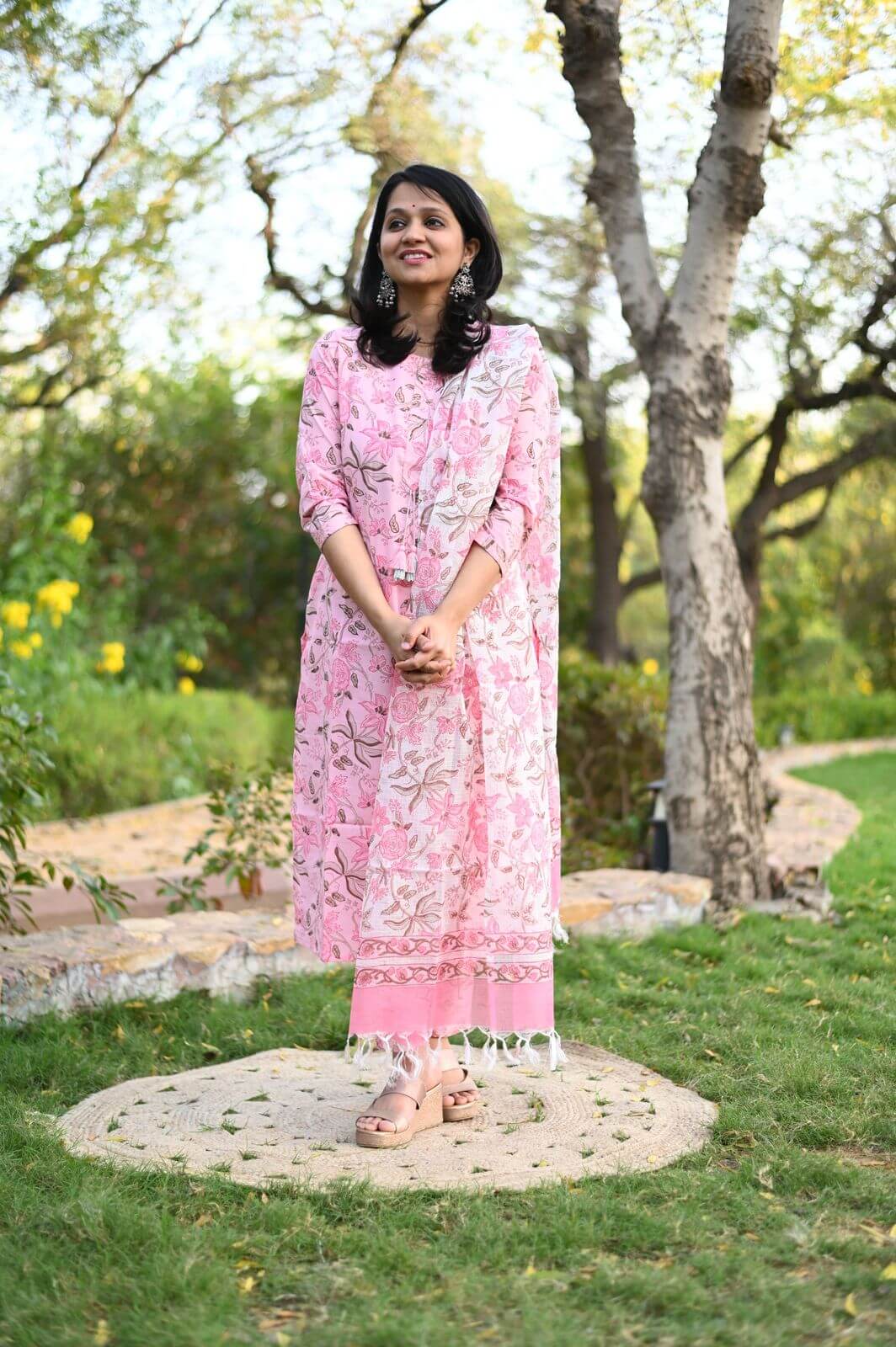 Pink & White Handblock set