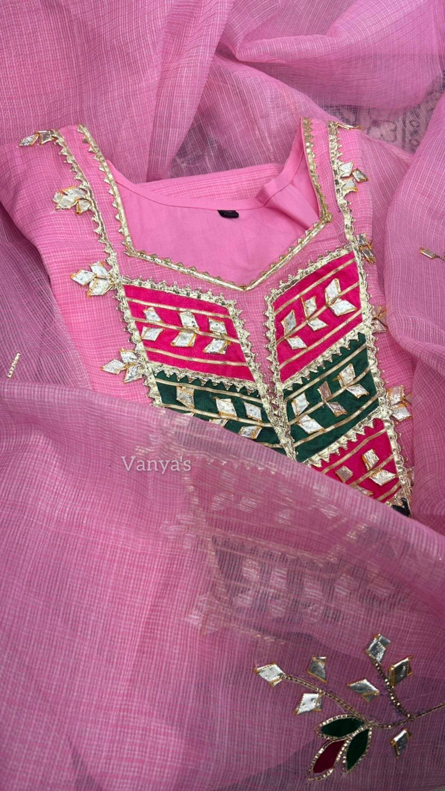 Pink Embroidery Kota
