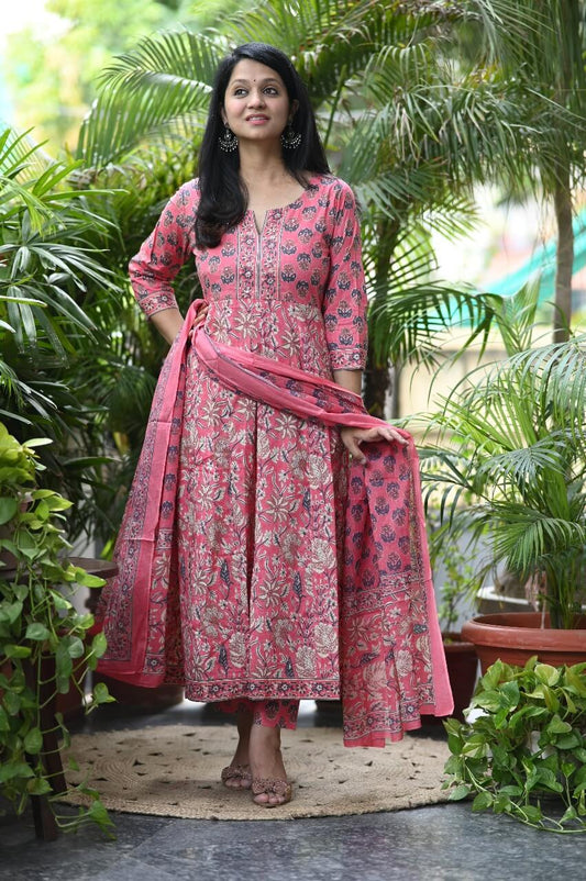 Pink Hand Block Printing