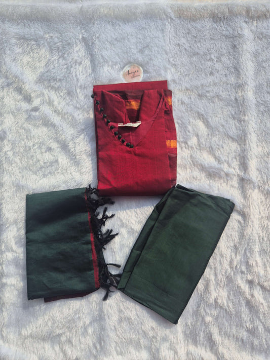 V Neck with Pom Pom Silk Salwar