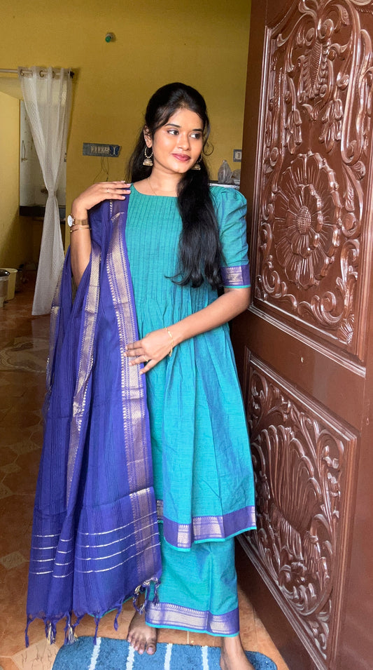 Blue Pintex Traditional With Duppata
