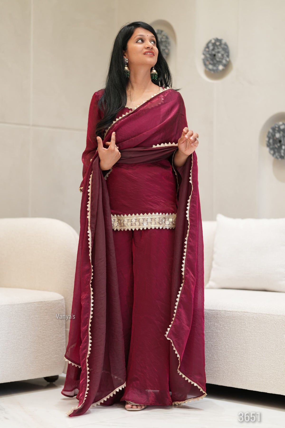 Cherry Majesty Sharara set