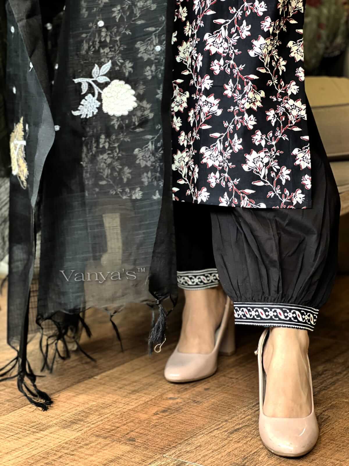 Black with Yoke Embroidery