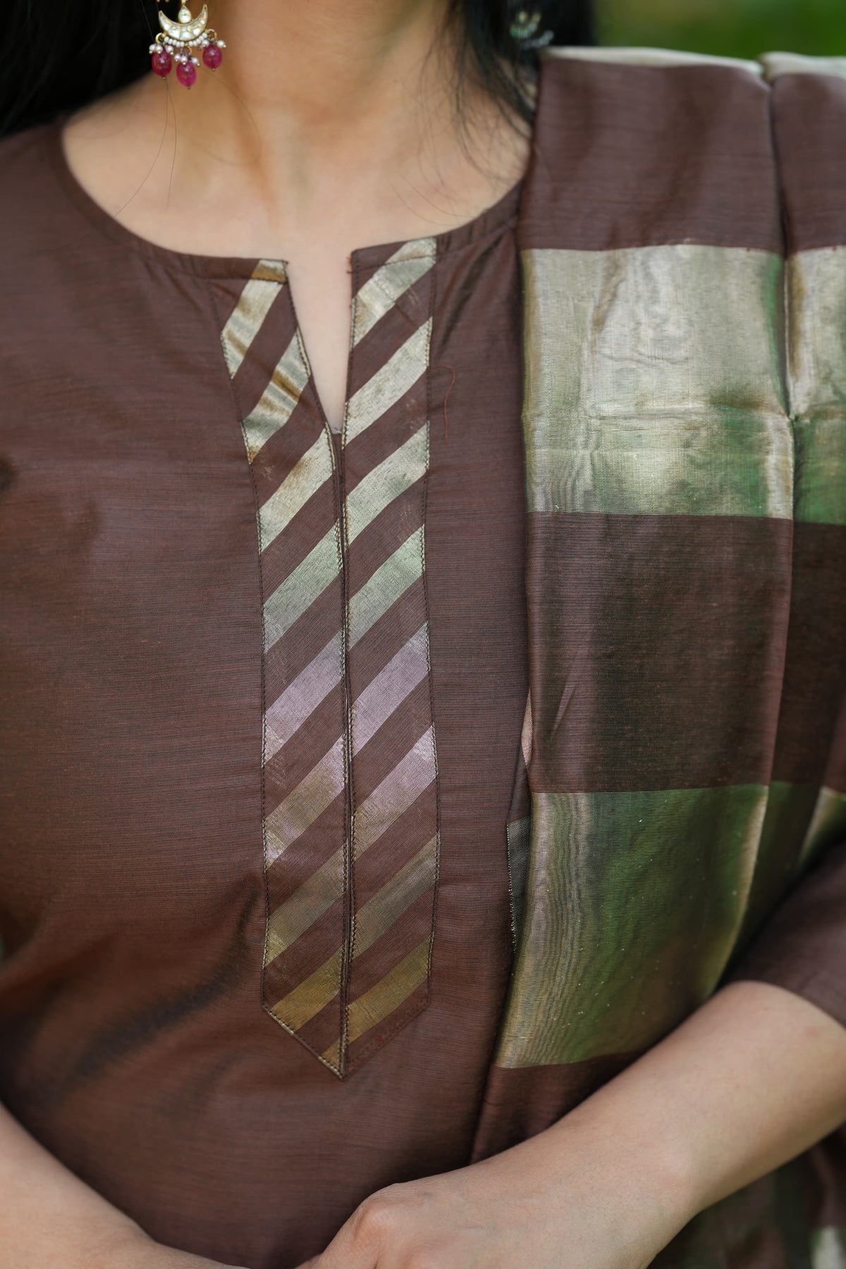 Brown Banarsi Silk