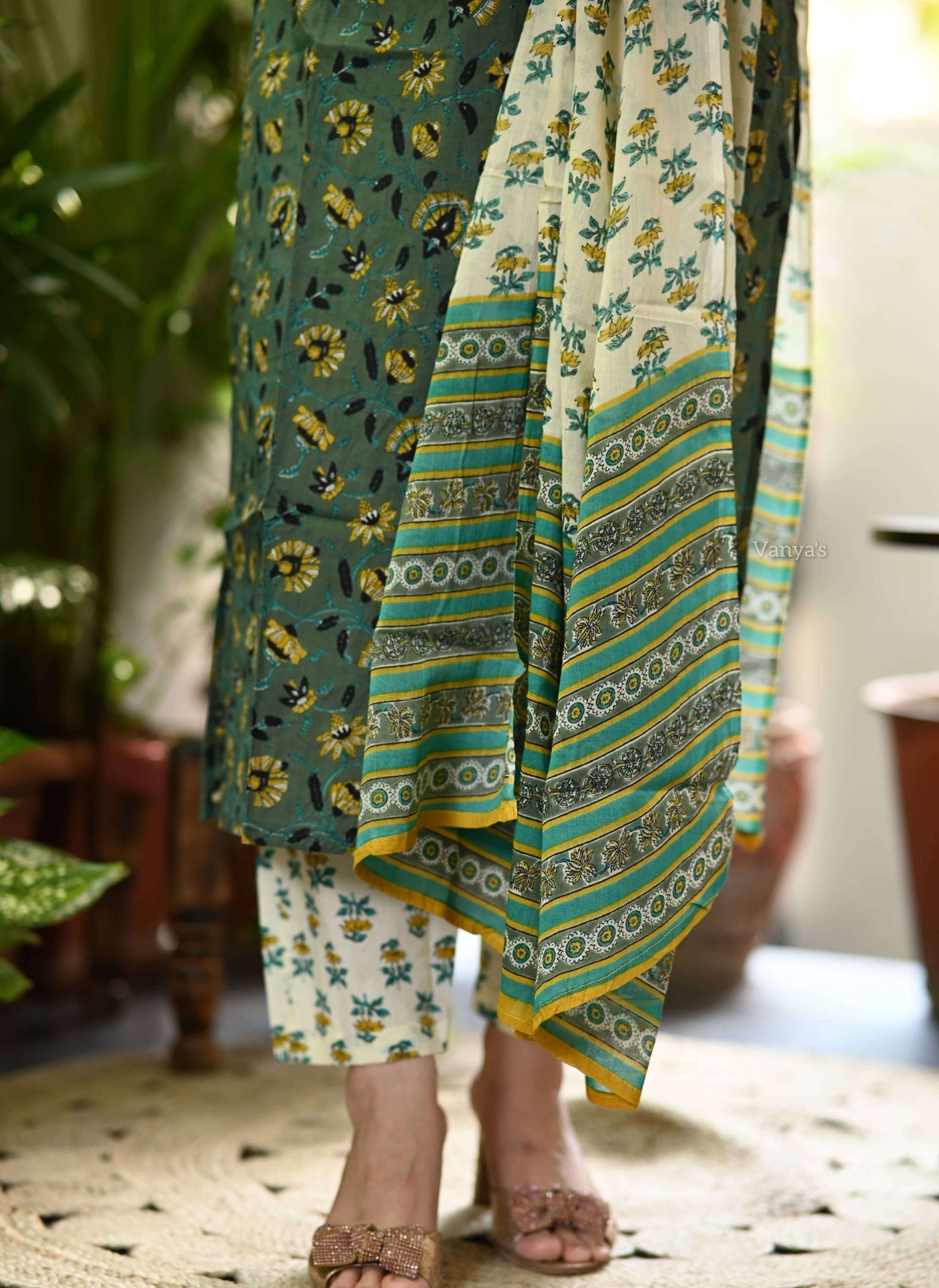 Green Jaipuri print