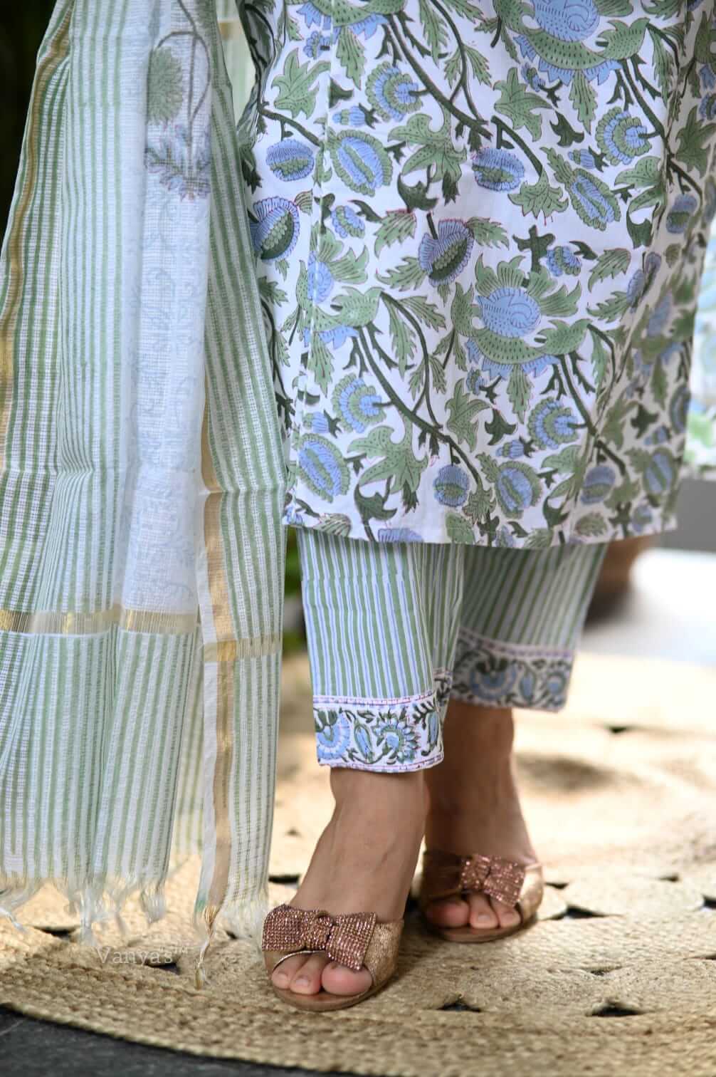 Hand Block with Kota doria duppata