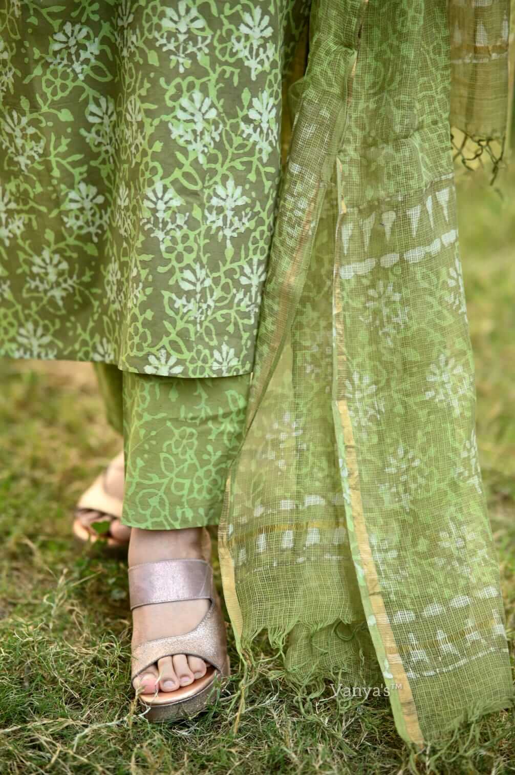 Olive Green  handblock - Pre booking