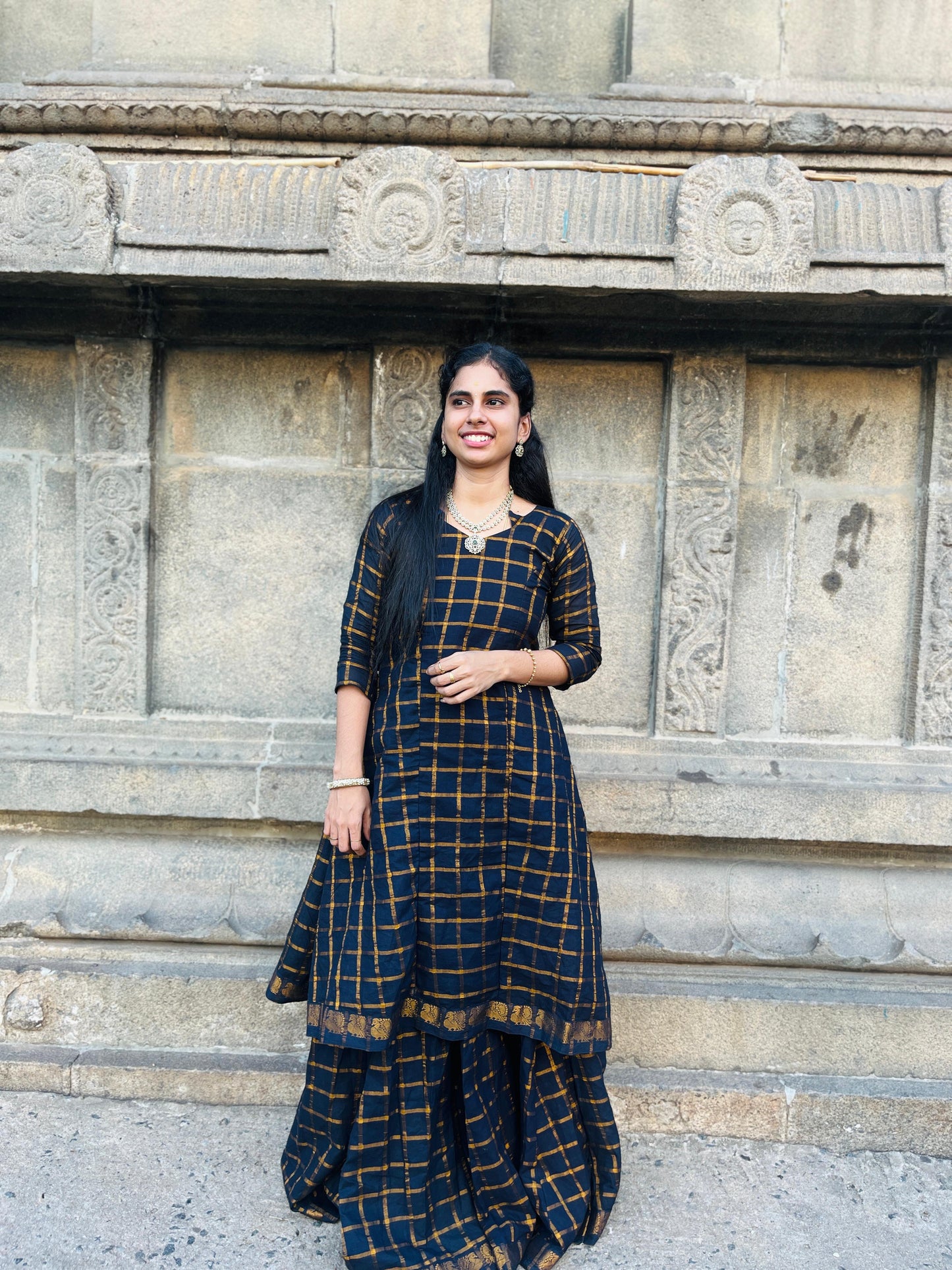 Star Neck  Blue Skirt and top