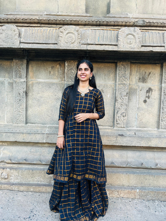 Star Neck  Blue Skirt and top