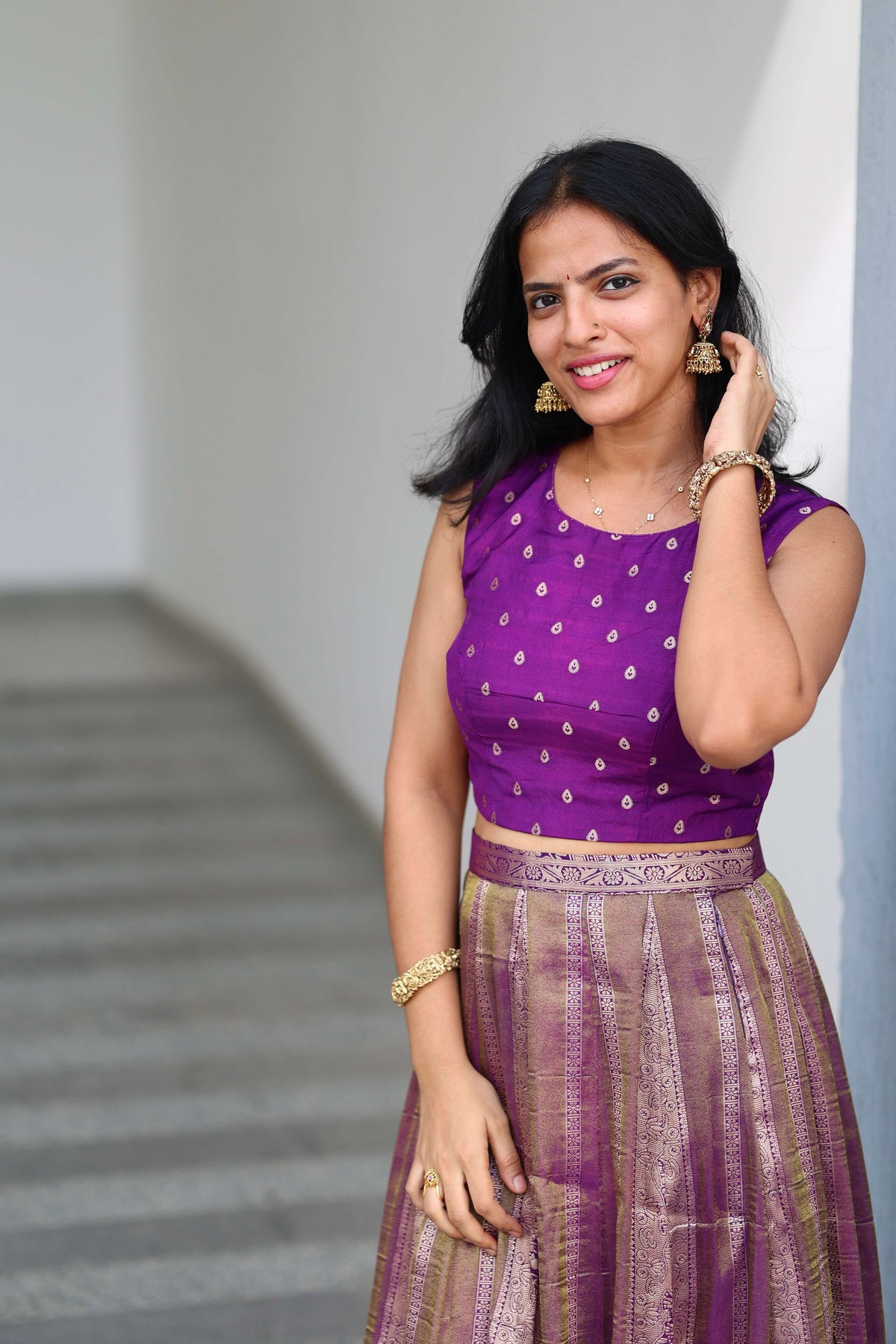 Purple Crop Top & Skirt