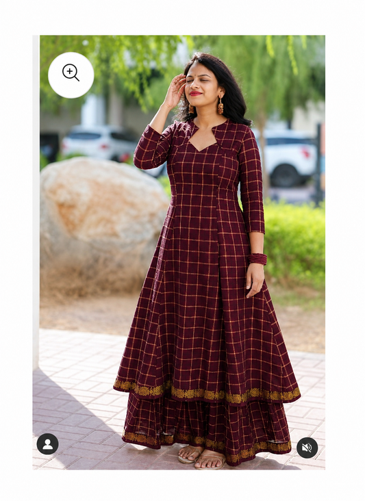 Star Neck Maroon  Skirt & top