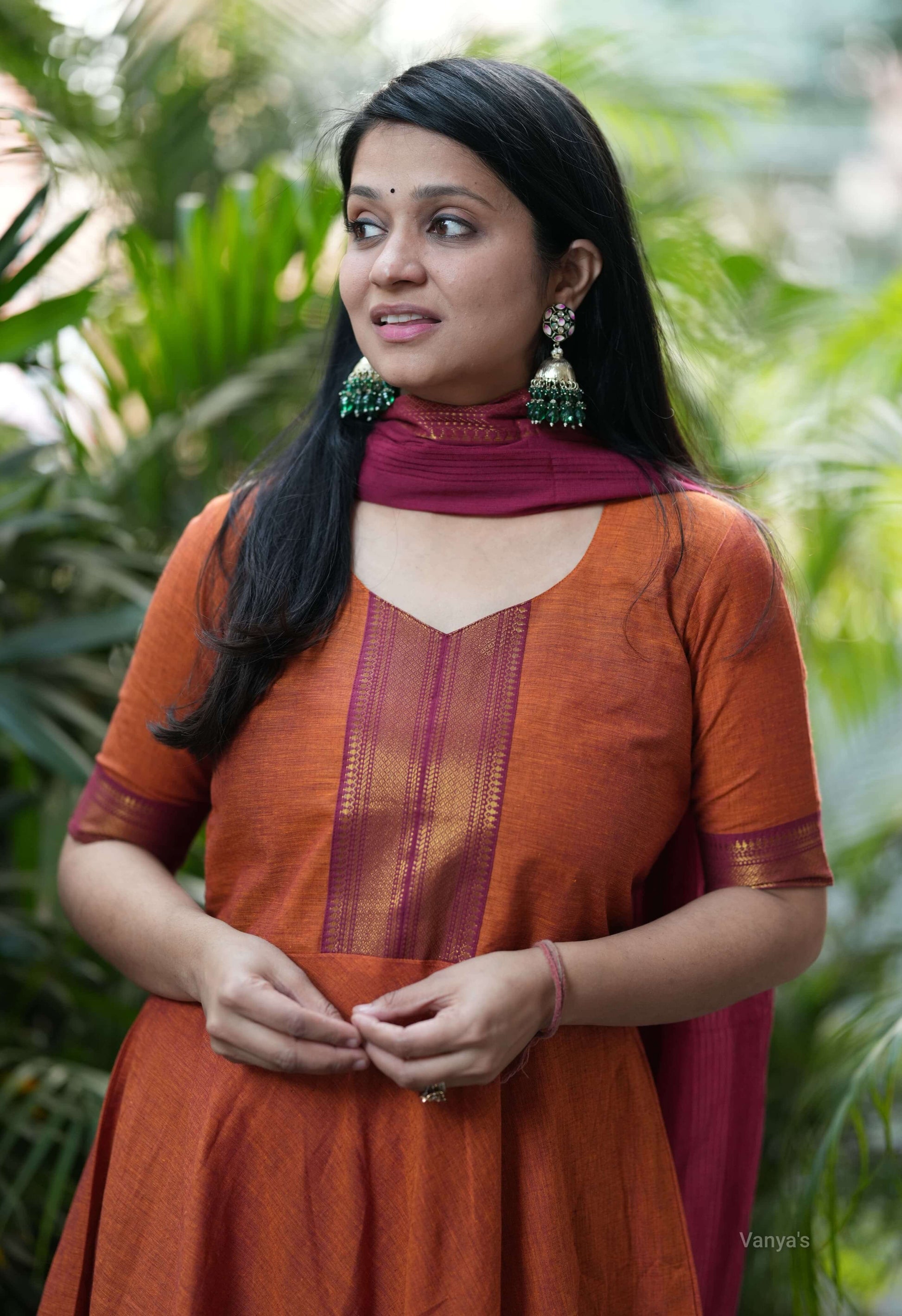 Mangalagiri Anarkali with Zari Border – Aaryes Collection