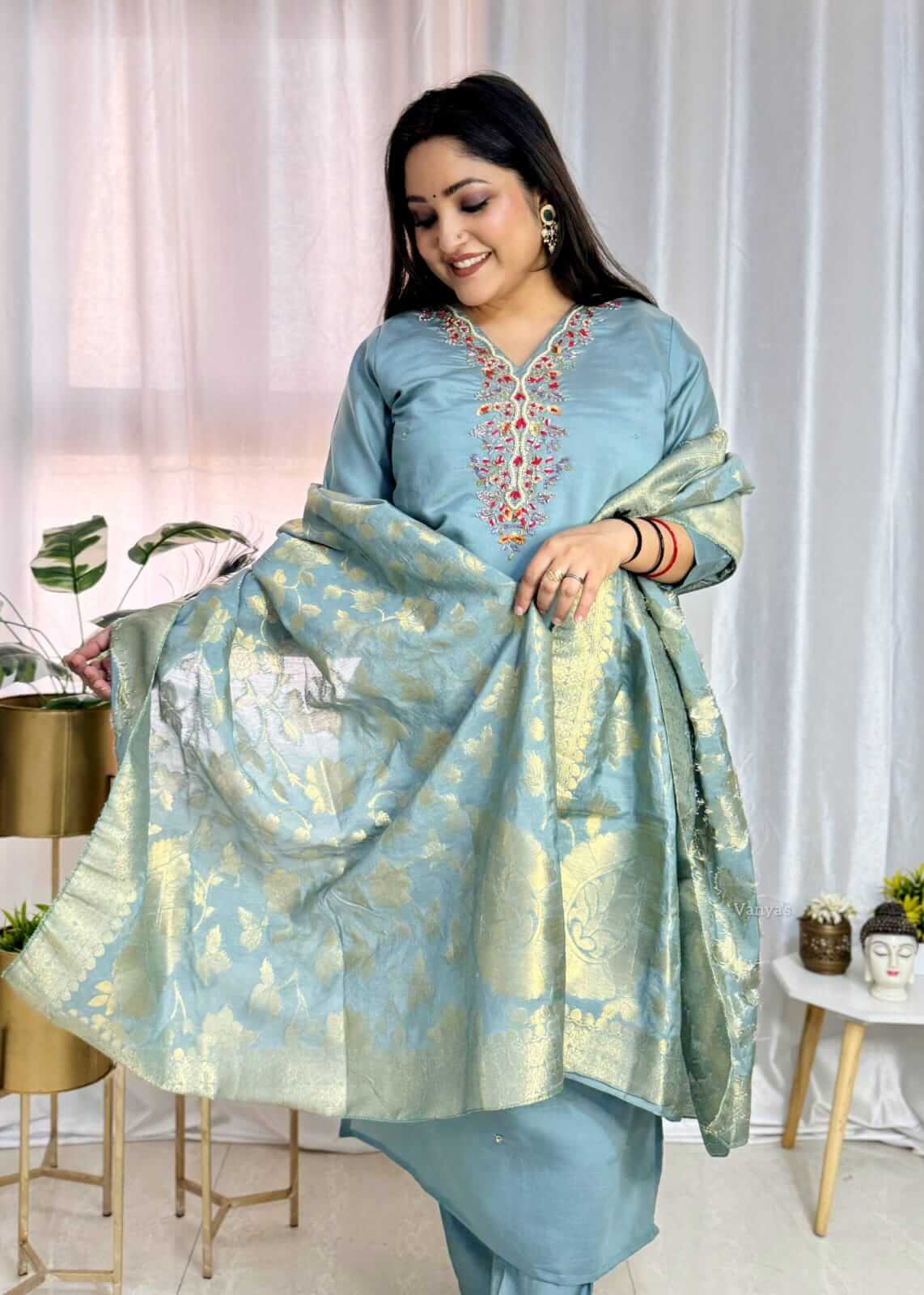 Pastel Blue Roman Silk