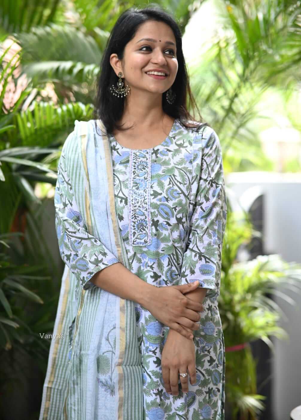 Hand Block with Kota doria duppata