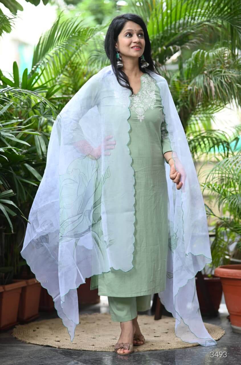 Green Organz Scalloped Dupatta