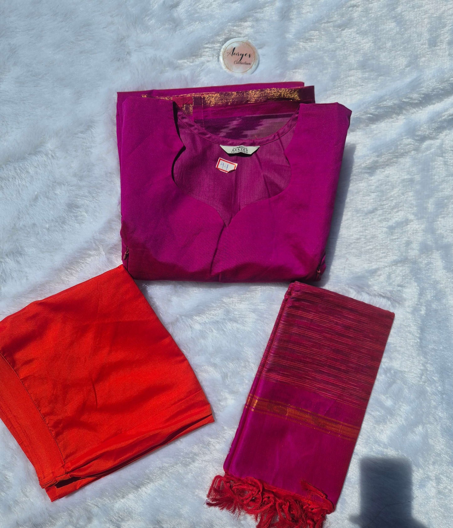 Pink & Orange Silk Suit