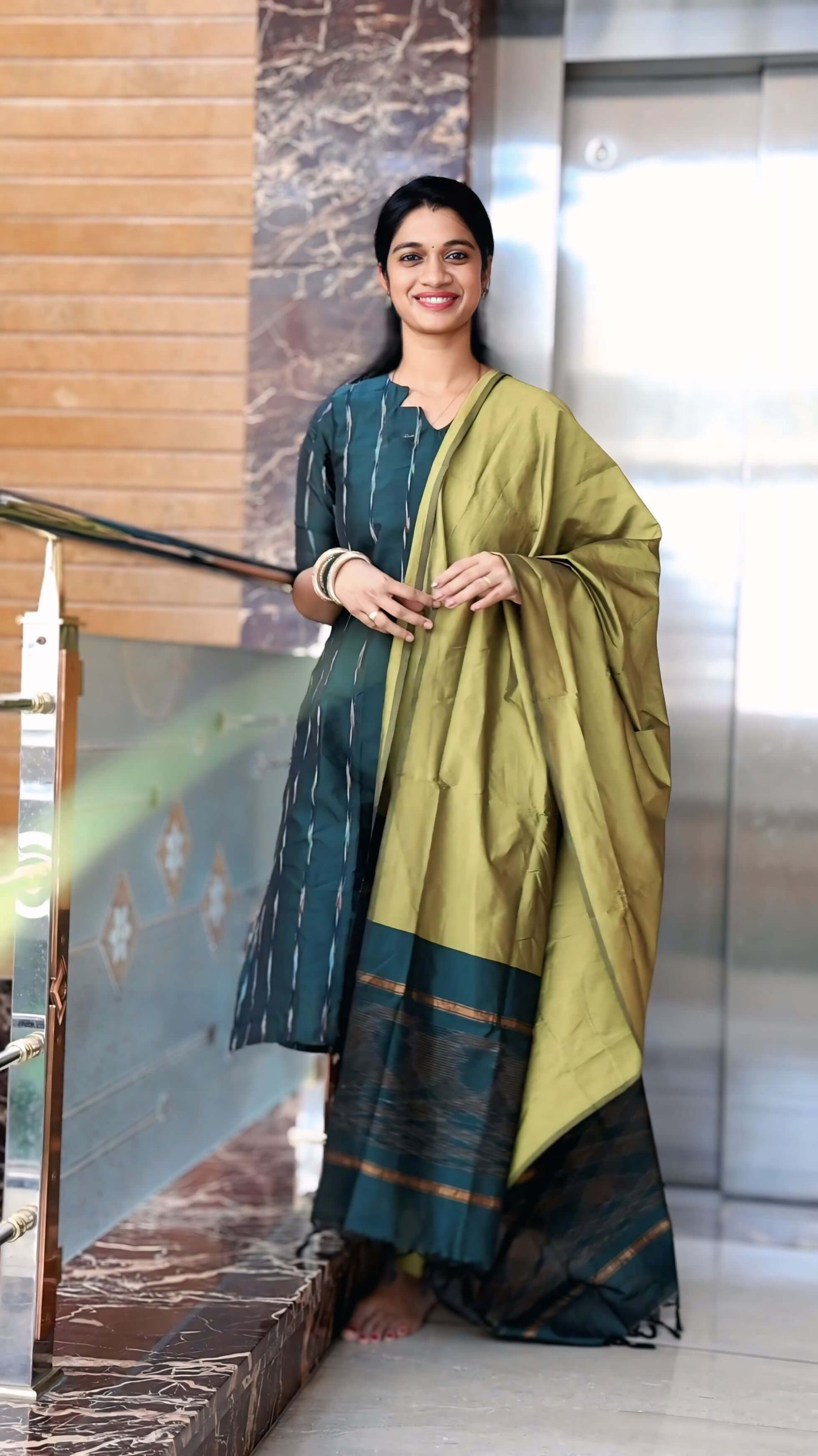 Star Neck Pochamplly Silk Salwar