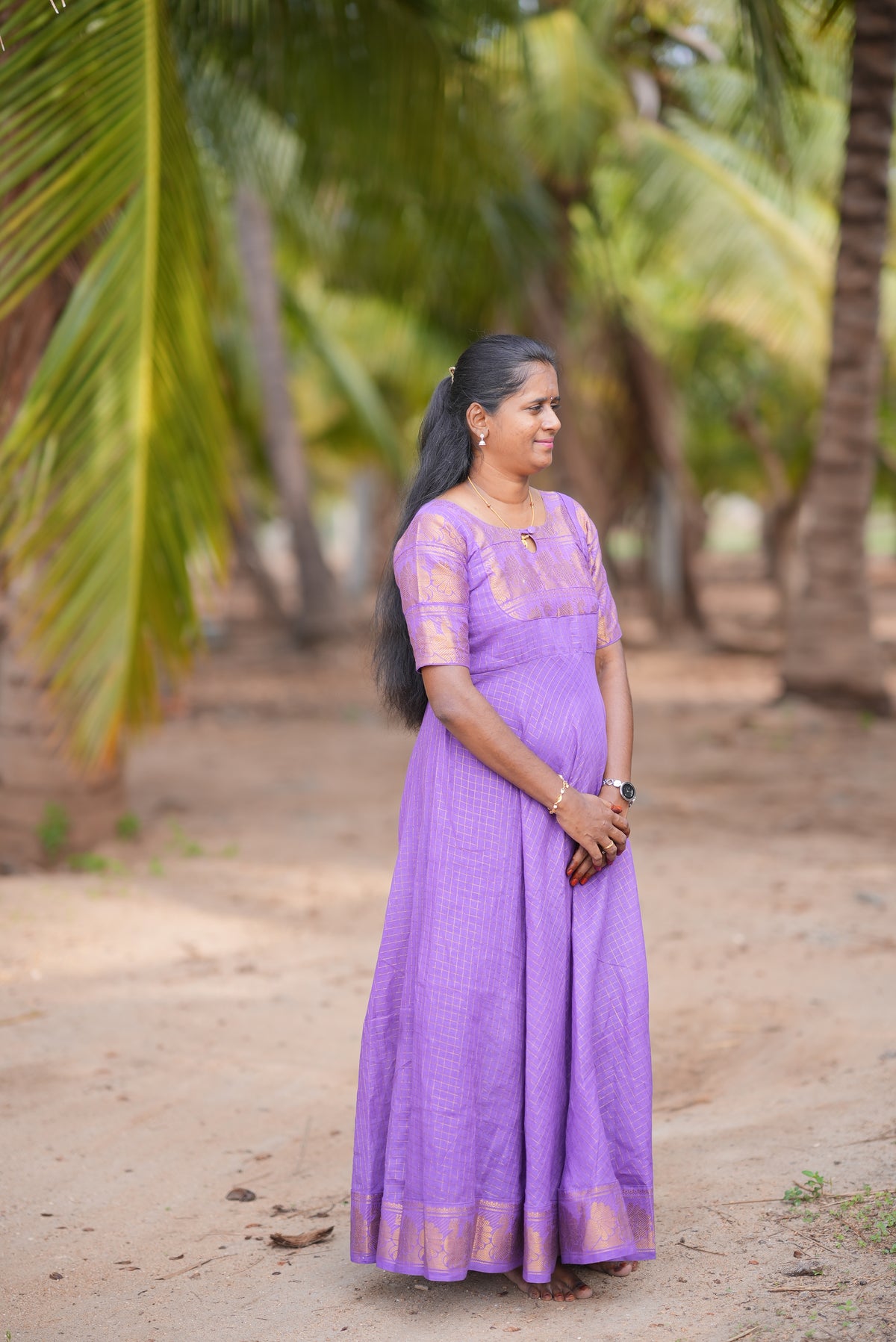 Purple Self Sungudi Anarkali