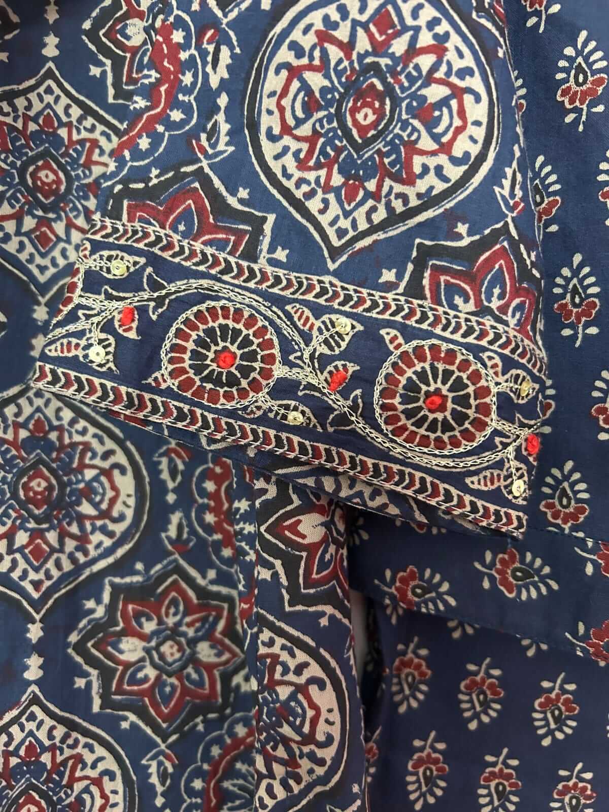Ajrakh Blue kurta