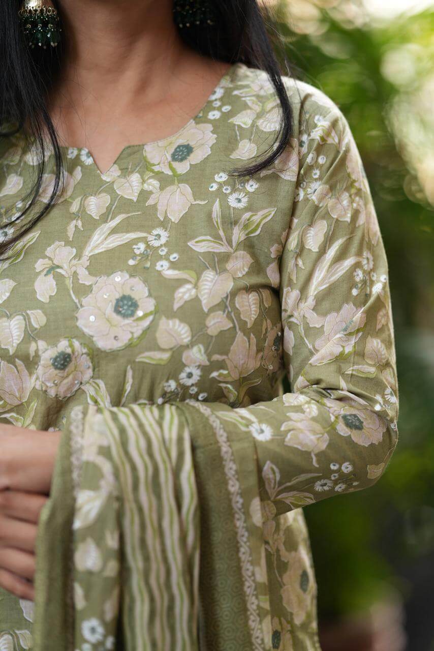 Green Floral pastel