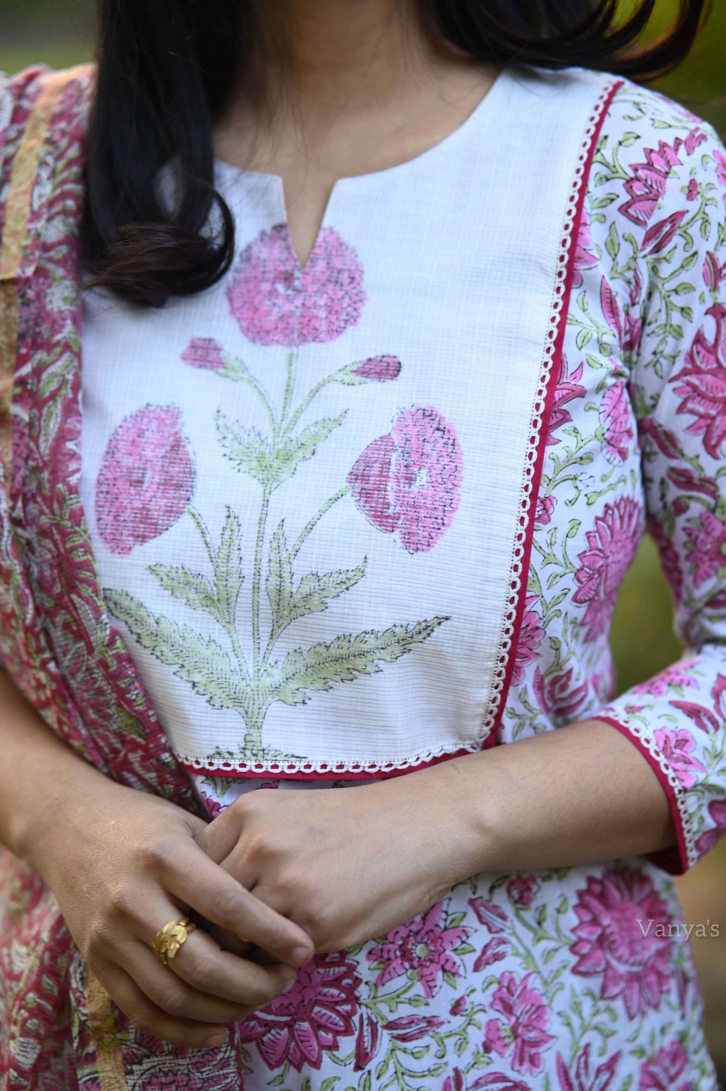 Bagru Hand Block Patch work on Yoke