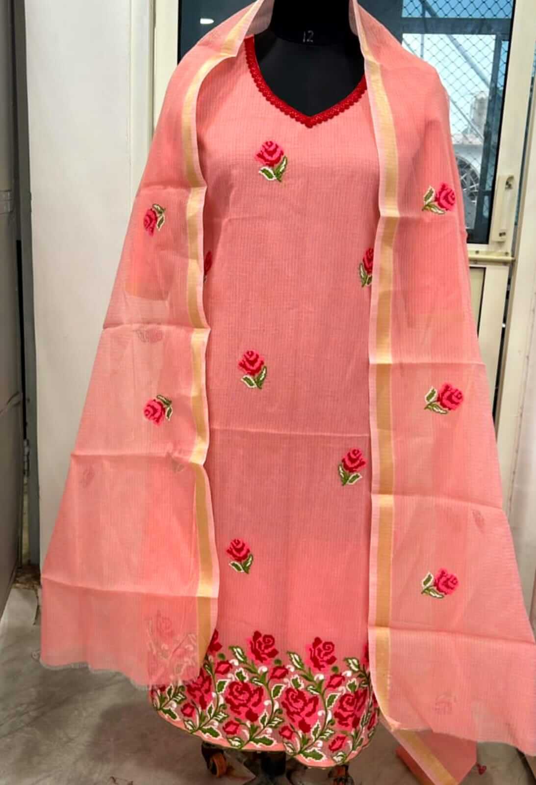 Peach Kota Embroidery