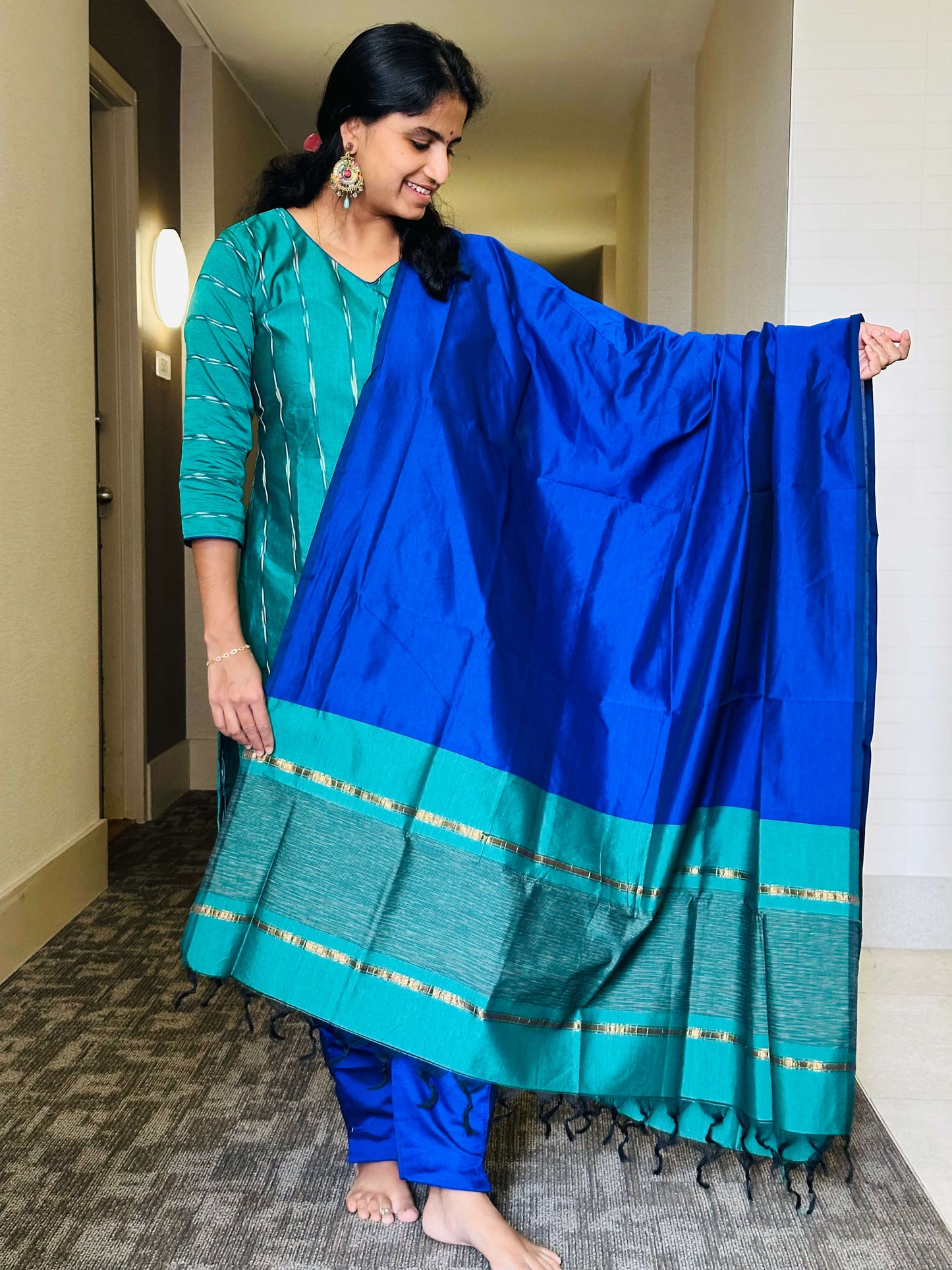 Teal Green Silk Salwar