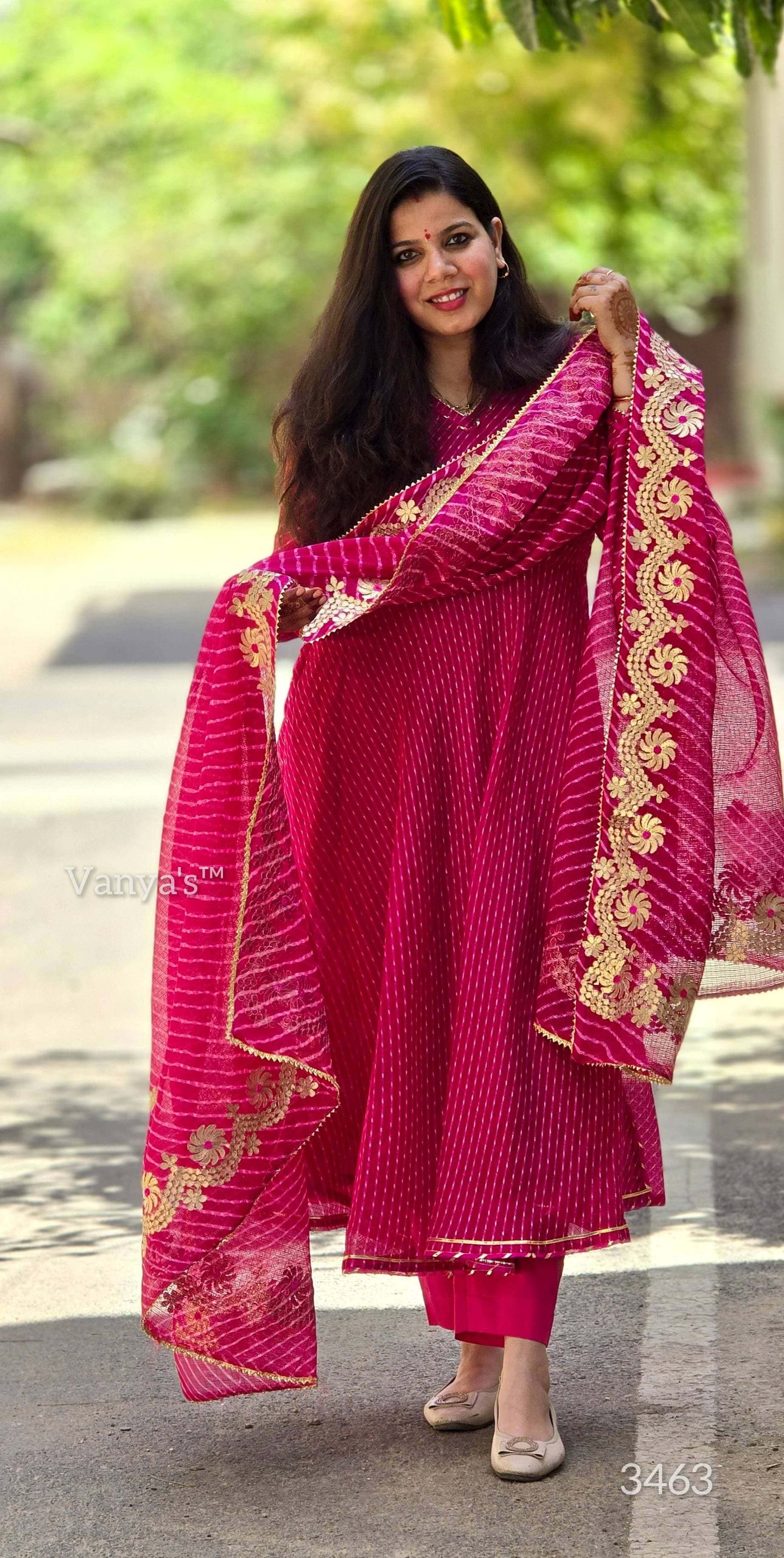 Kota Anarkali in Lehriya Print