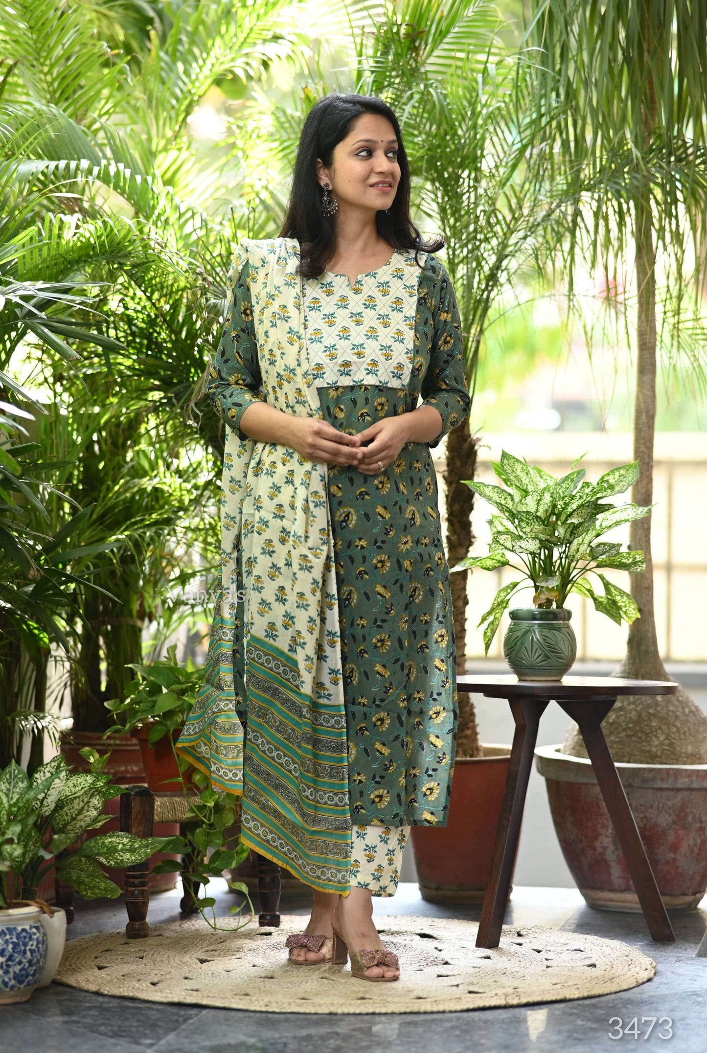 Green Jaipuri print