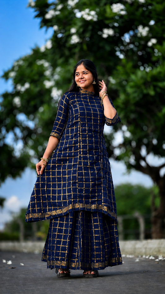 Navy Blue Traditional Skirt & Top