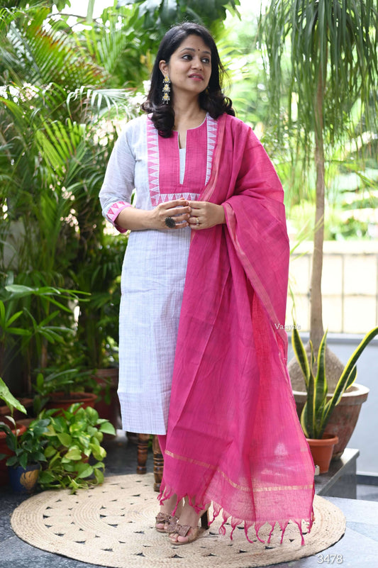 Pink Mangalagiri ikkat printed