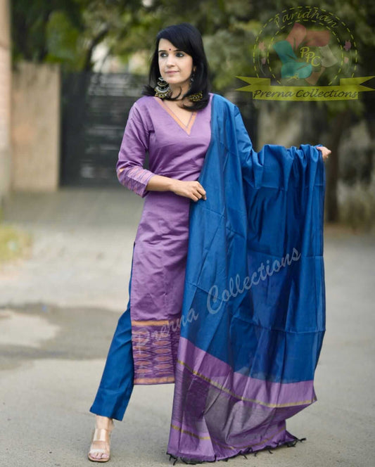 V Neck Silk Suit