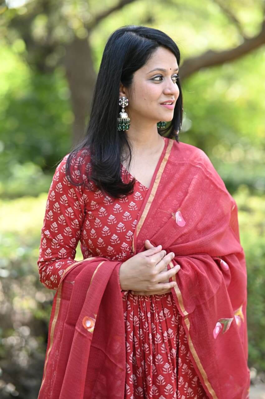 Rust Red Anarkali