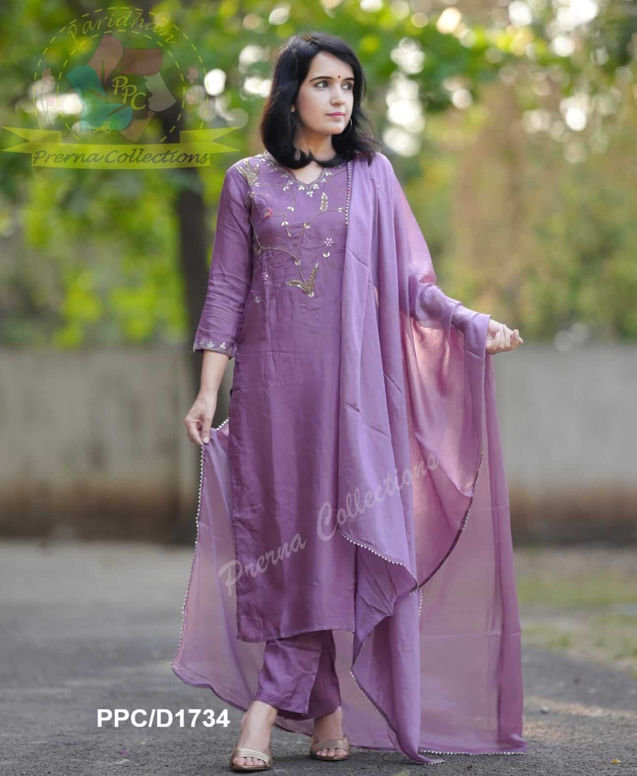 Embroidery Silk Suit