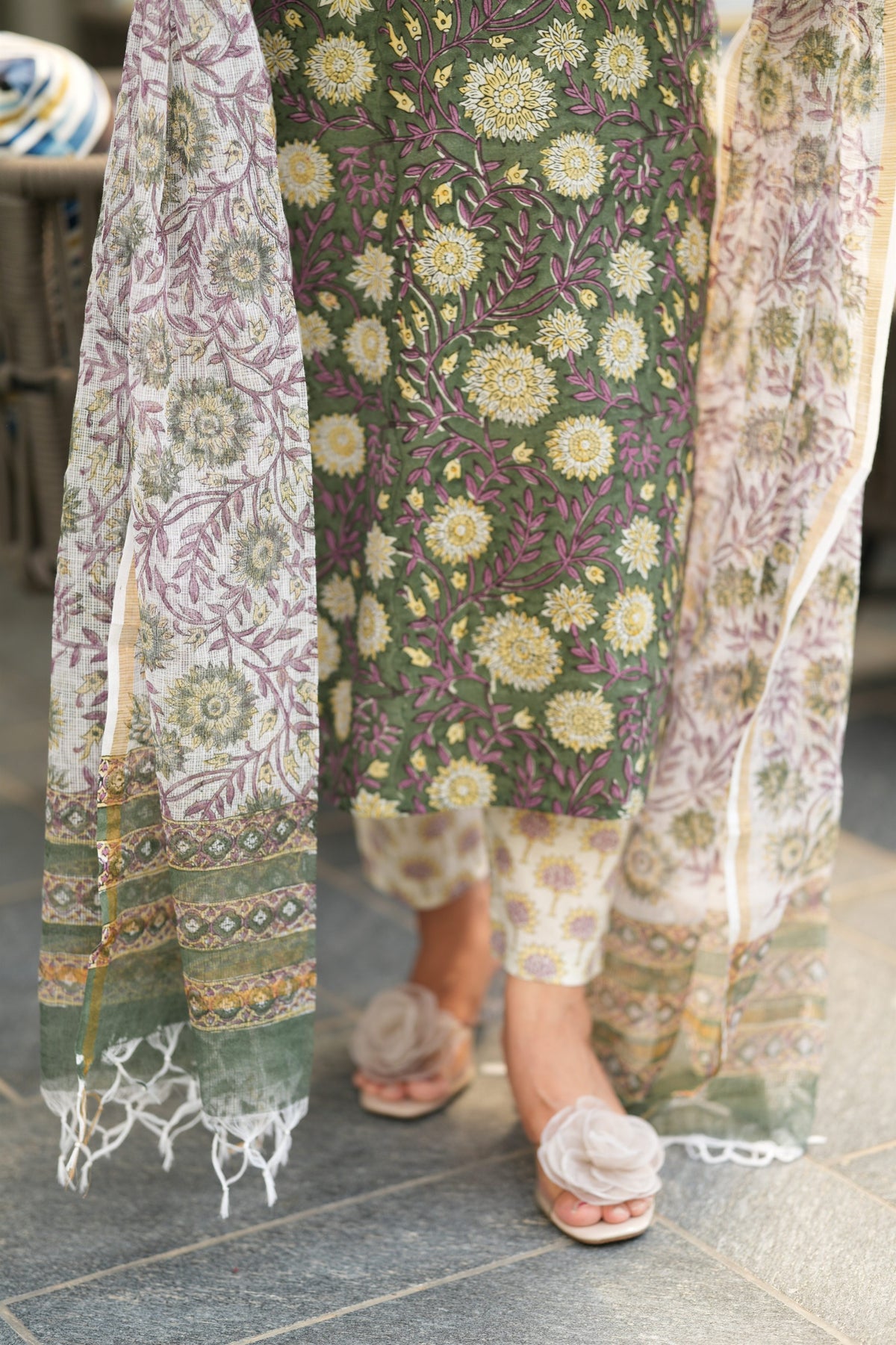 Floral Hand Block Pintuck