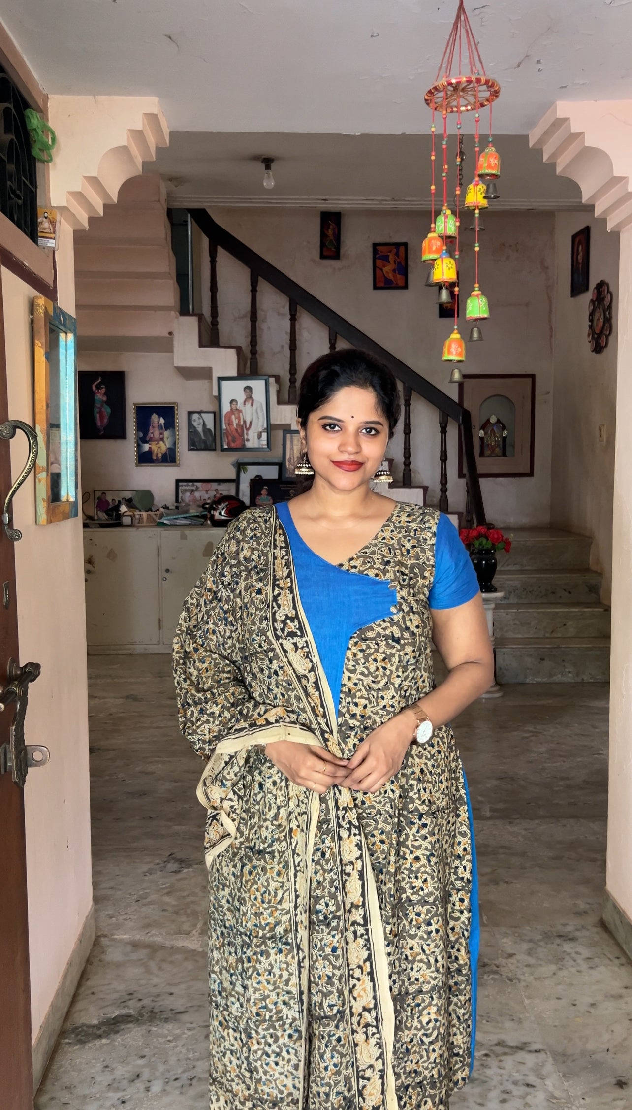 V Neck Stylish Kalamkari