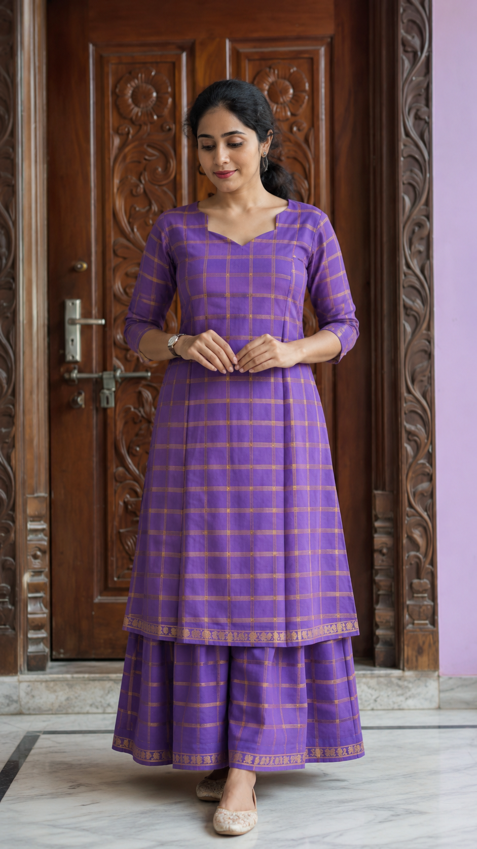 Purple Star Neck  Skirt & top