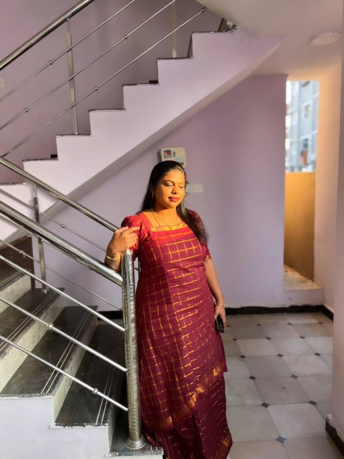 Square ( Pa ) Maroon Traditional Skirt & top