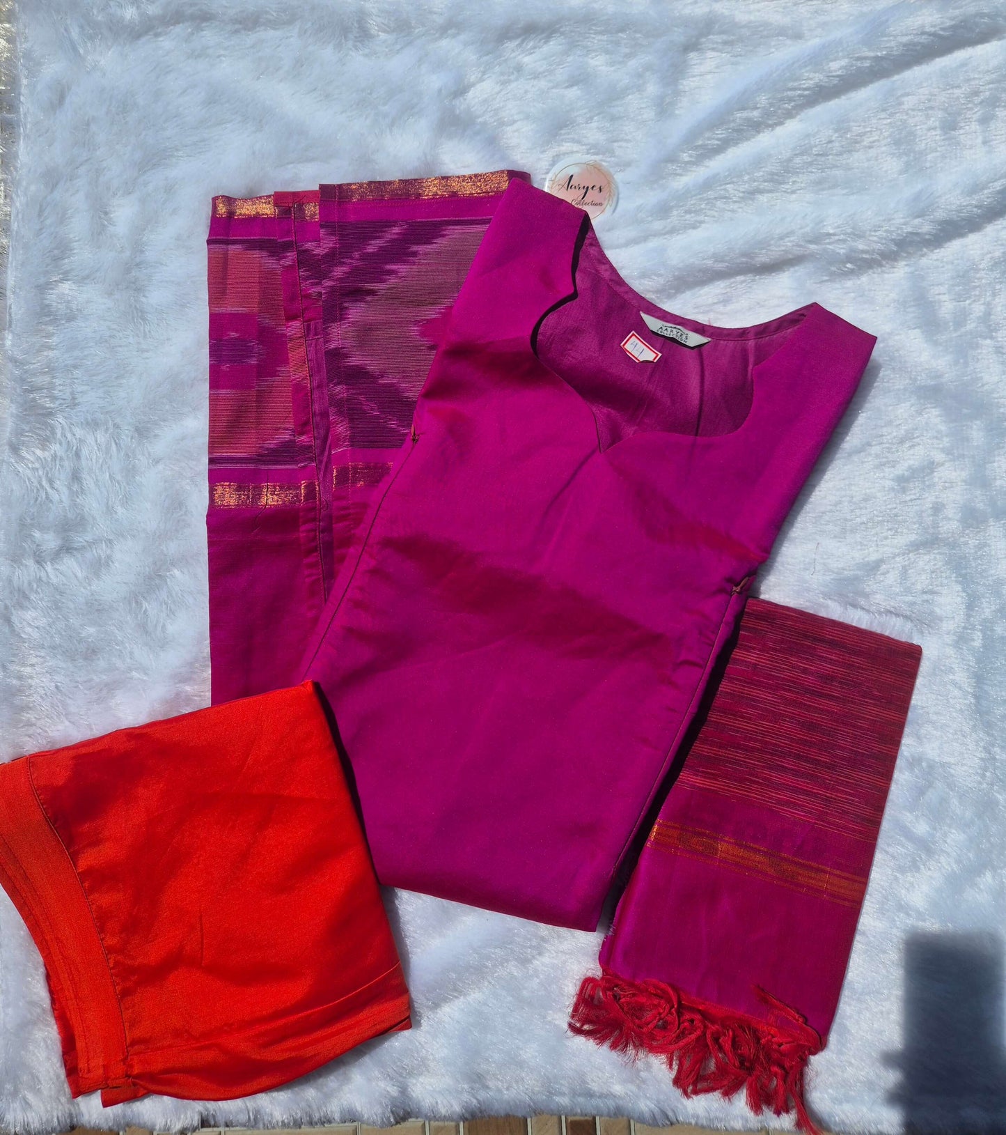 Pink & Orange Silk Suit