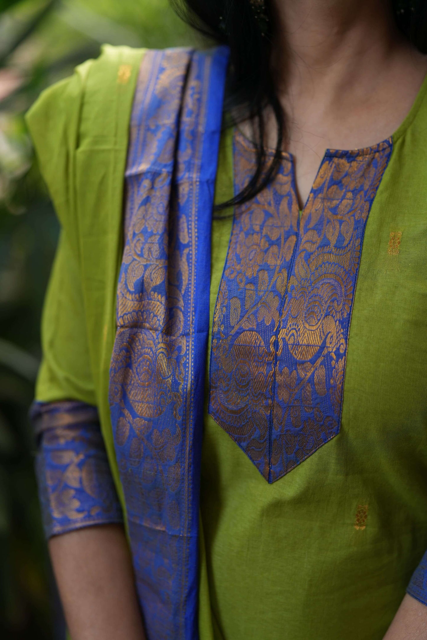 Parrot Green Kanchi Cotton