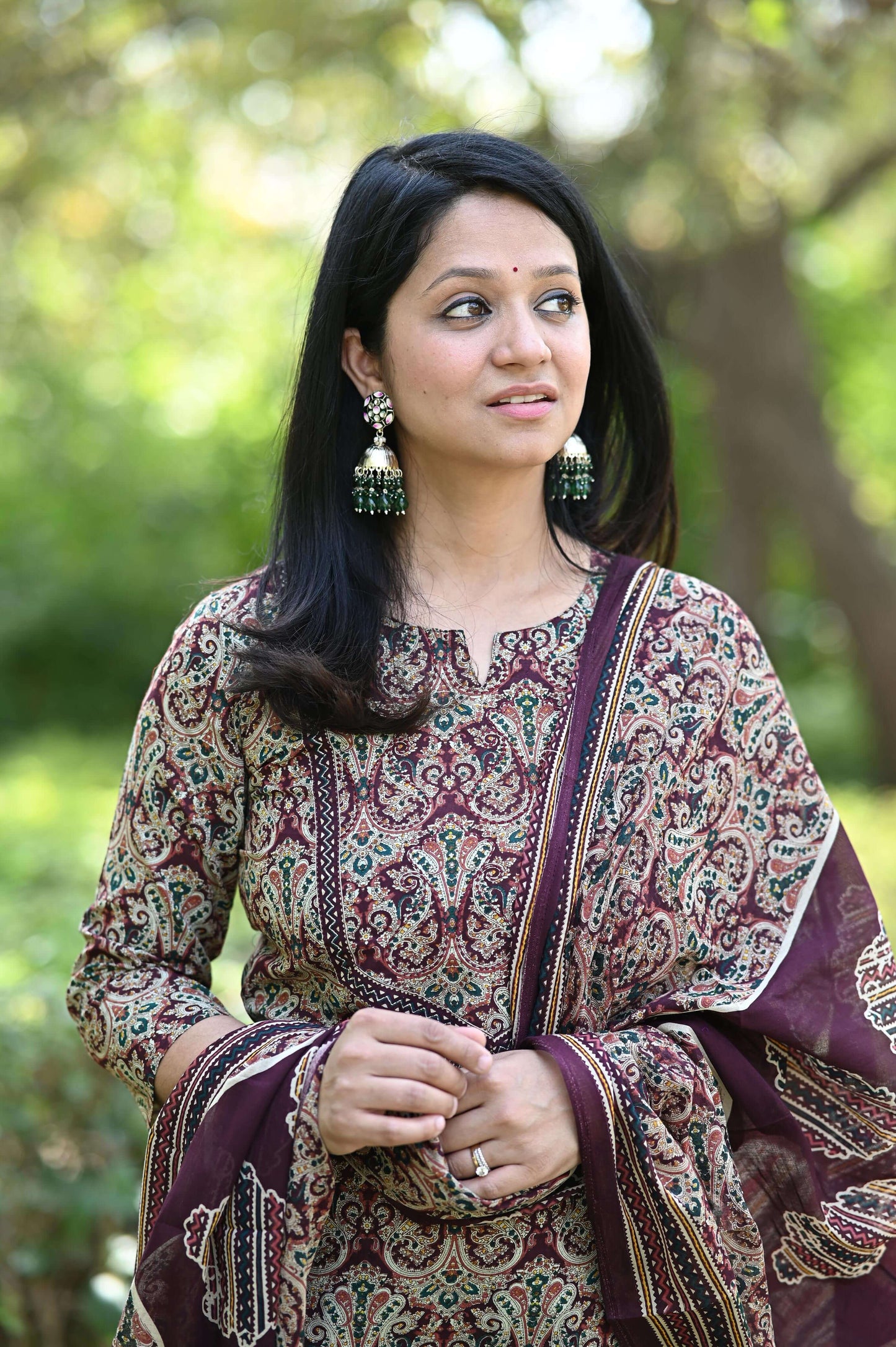 Kalamkari Mirror Work - Mehroon