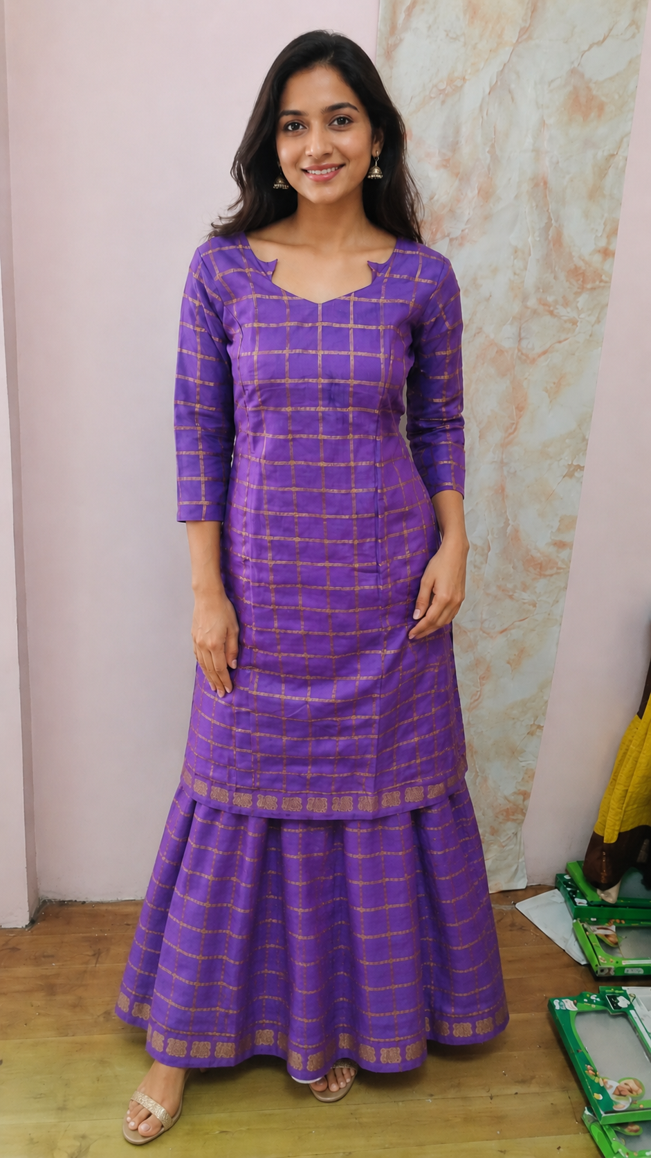 Purple Star Neck  Skirt & top