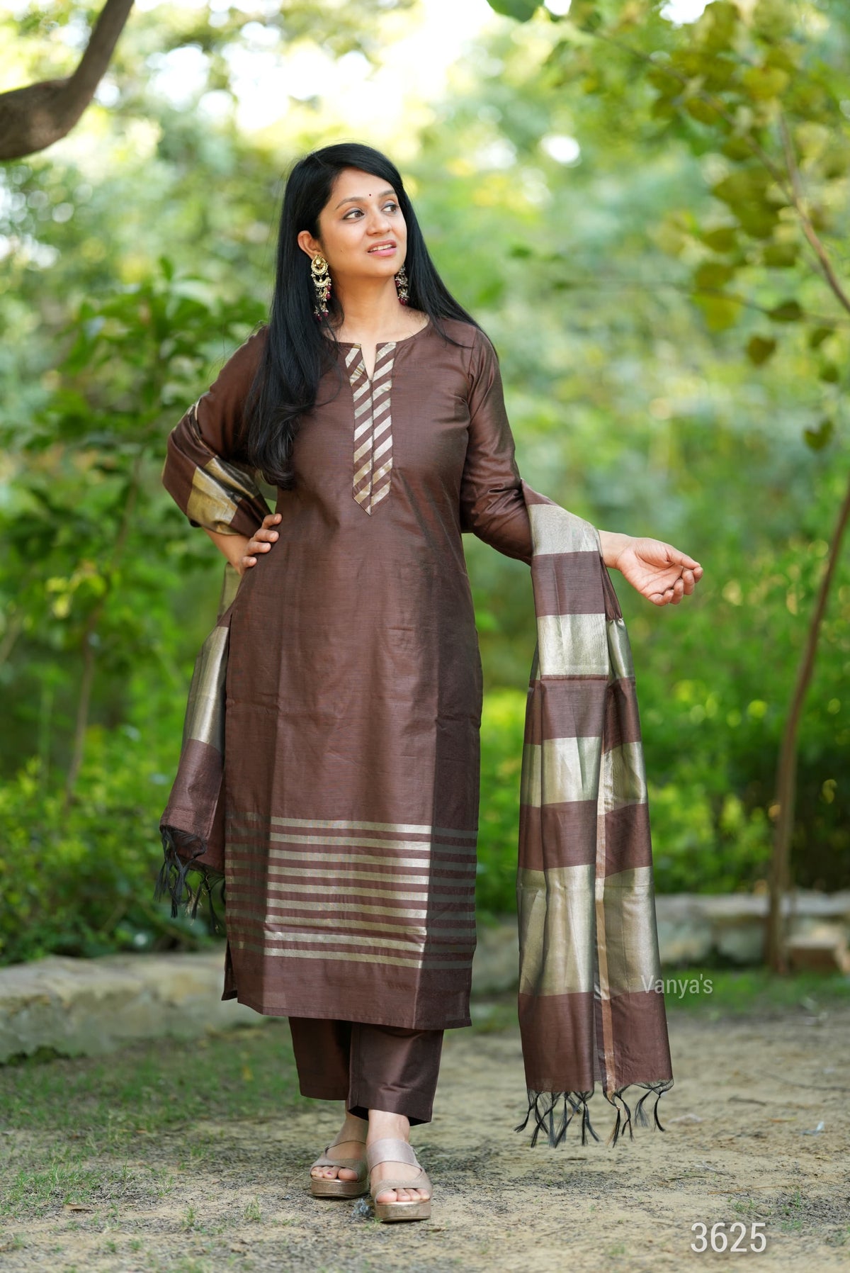 Brown Banarsi Silk