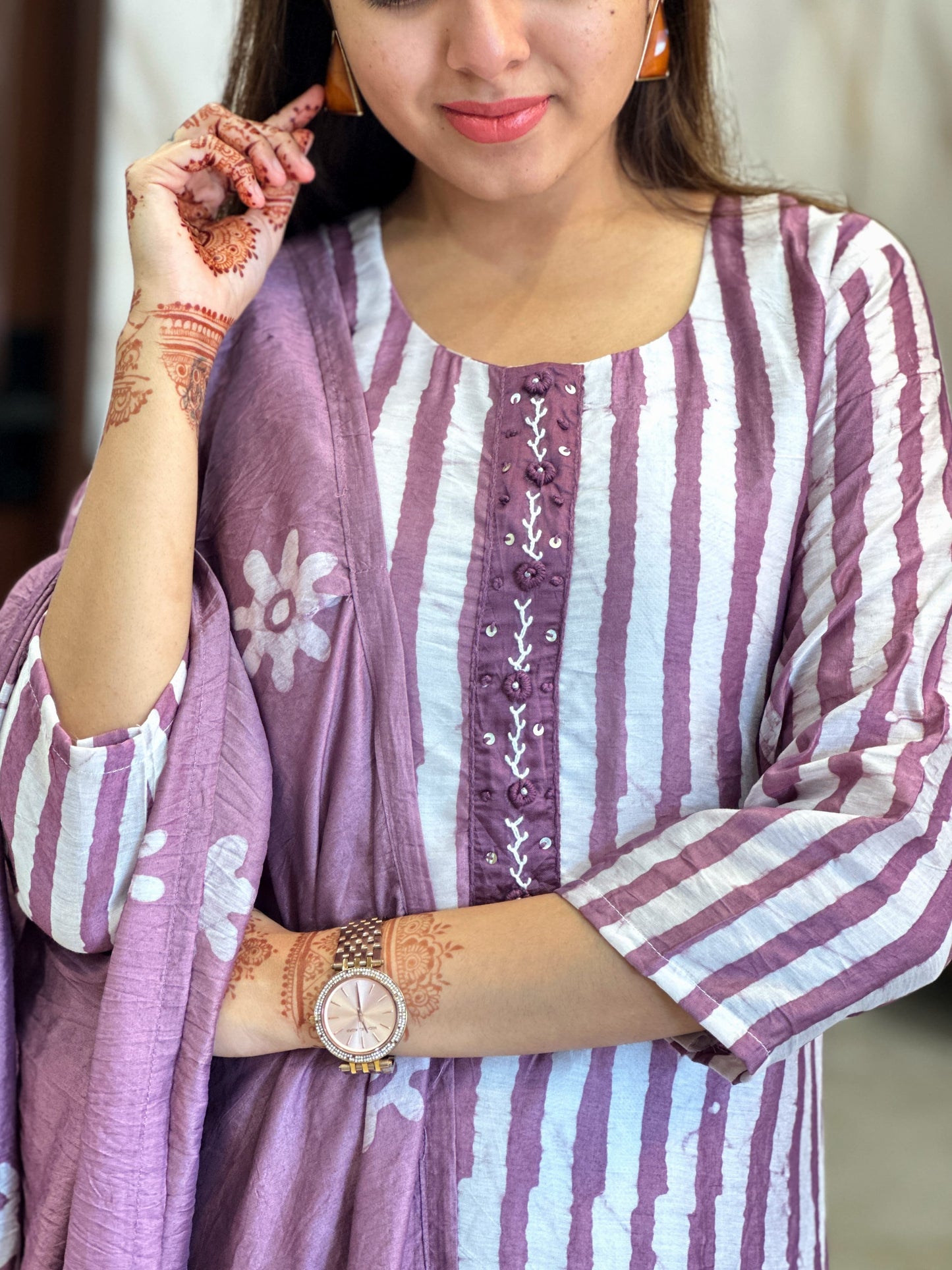 Mauve Chanderi Silk