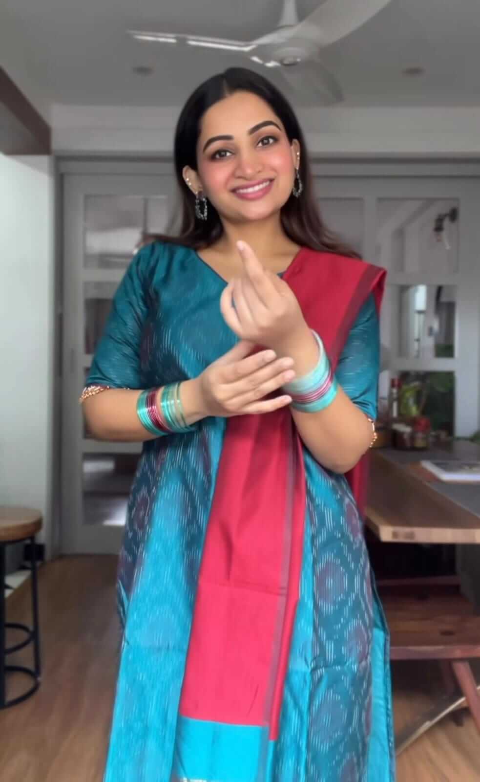 Peacock Blue Silk Salwar with hanging