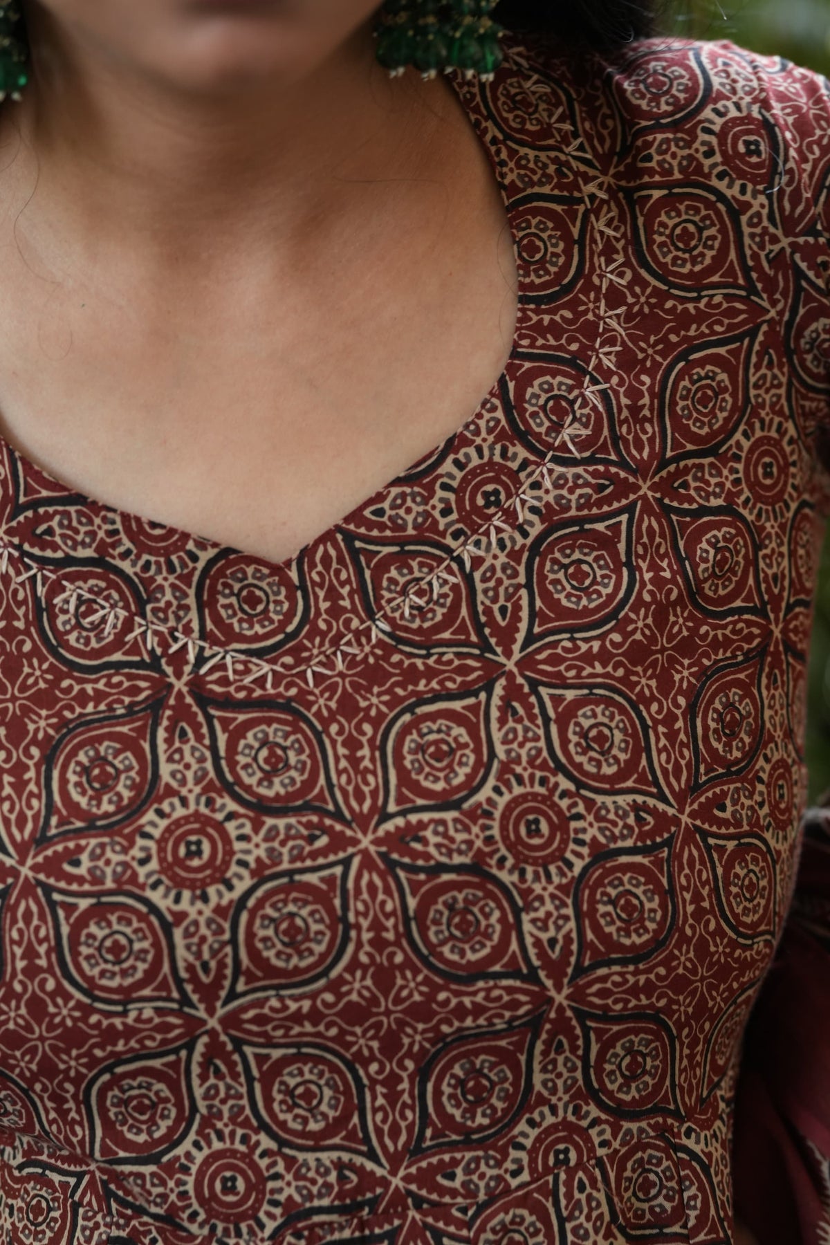 Rust Brown ajrakh Anarkali