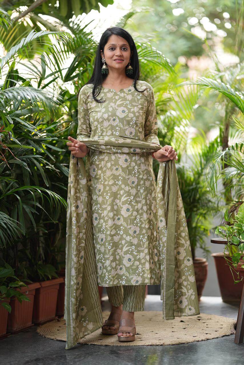 Green Floral pastel