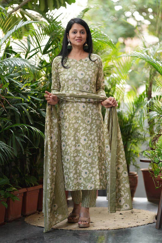 Green Floral pastel